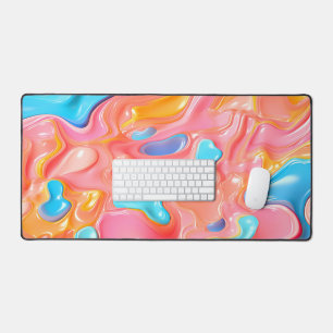 Fluid Plastic Neon Abstract  Desk Mat