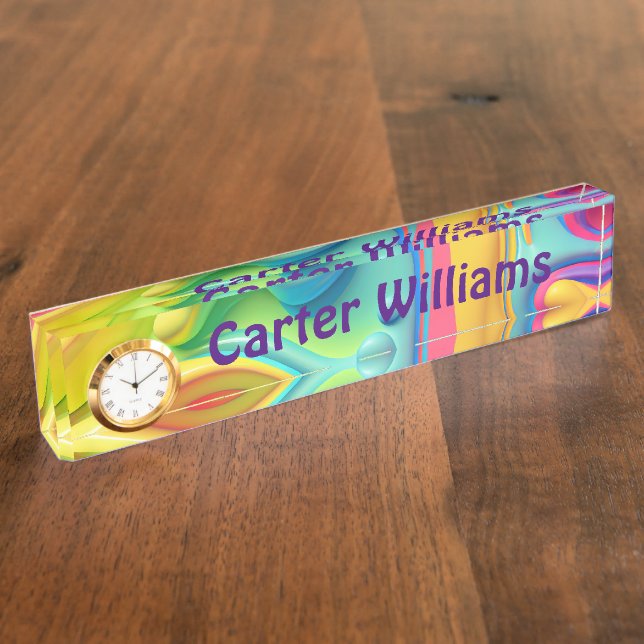 Fluid Plastic Neon Abstract With Name Nameplate (Side)