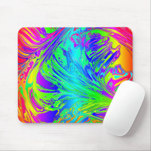 Fluid Rainbow Abstract Paint Splatters Mouse Pad