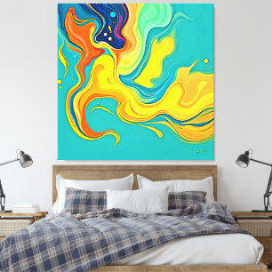 Fluidity of Joy: Abstract Waves Canvas Print
