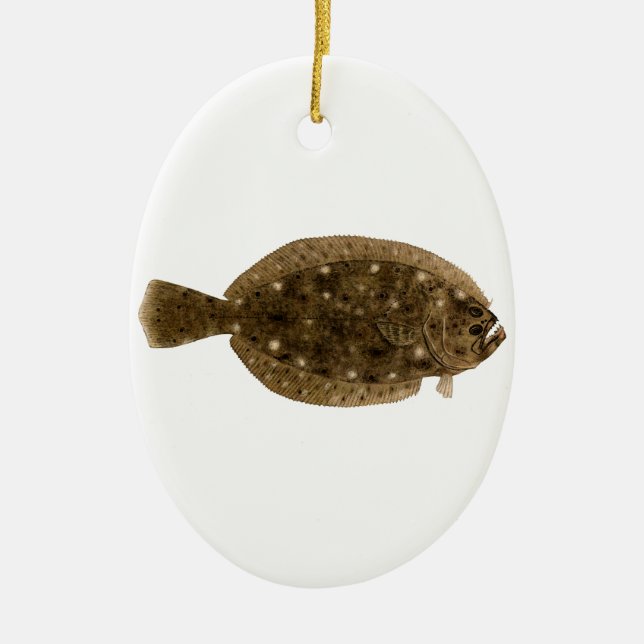Fluke - Summer Flounder Ceramic Tree Decoration (Front)