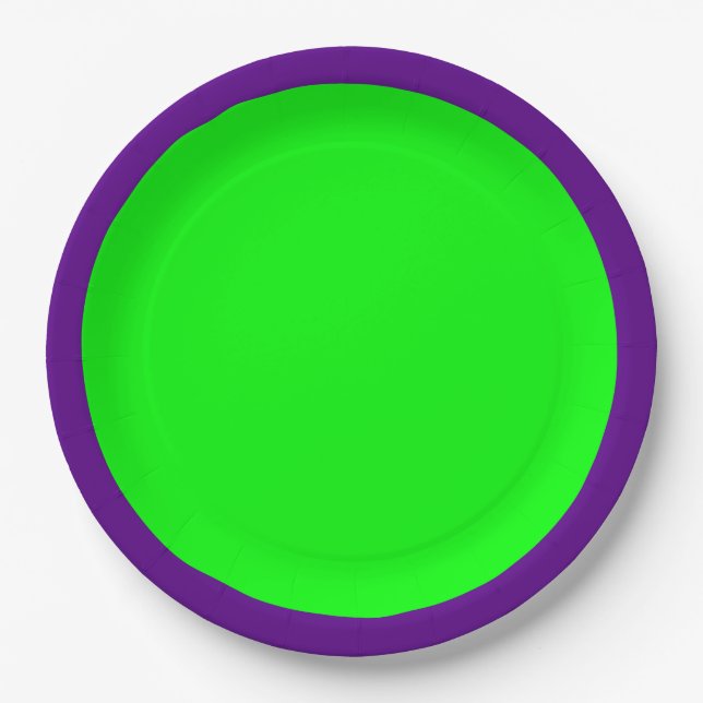 Fluo Green Accent Colour Ready to Customise Paper Plate (Front)