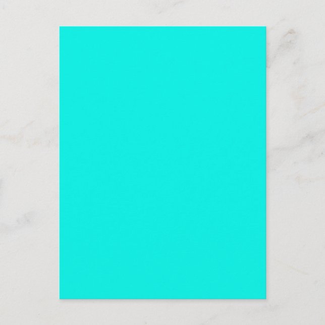 Fluorescent Aqua Teal Neon Blue Personalised Postcard (Front)