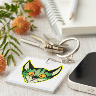 Fluorescent Cartoon Cat Acrylic Keychain