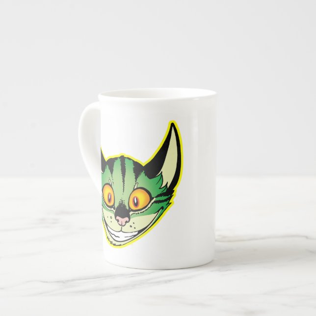 Fluorescent Cartoon Cat Bone China Mug (Front Left)