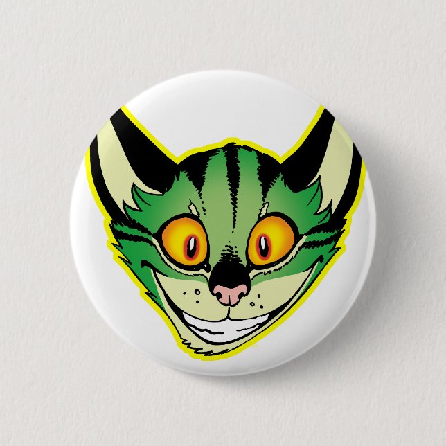 Fluorescent Cartoon Cat Button Badge (Front)