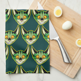 Fluorescent Cartoon Cat Kitchen Towel