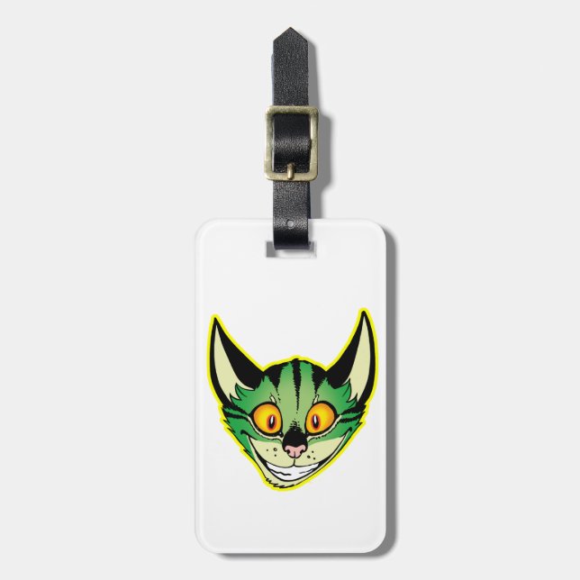 Fluorescent Cartoon Cat Luggage Tag (Front Vertical)