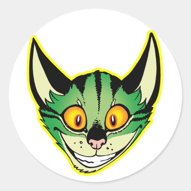 Fluorescent Cartoon Cat Sticker (Front)