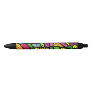 Fluorescent Cartoon Weird Faces Drawing Black Ink Pen