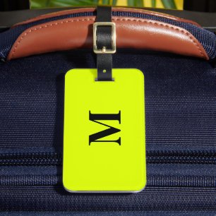 Fluorescent Chartreuse Yellow Neon Colour Monogram Luggage Tag