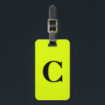 Fluorescent Chartreuse Yellow Neon Monogram Name Luggage Tag<br><div class="desc">Monogrammed initial and also personal details like name,  address,  phone number and email all of which you can edit. Designed with attractive solid neon yellow colour background,  you can change the colour if you wish. Cool travel gift idea for him or her.</div>