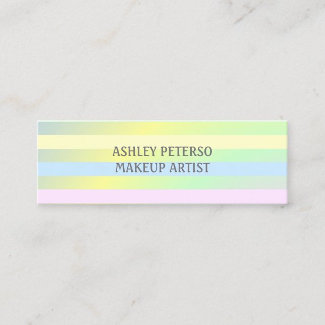 Fluorescent elegant rainbow colours mini business  card (Front)