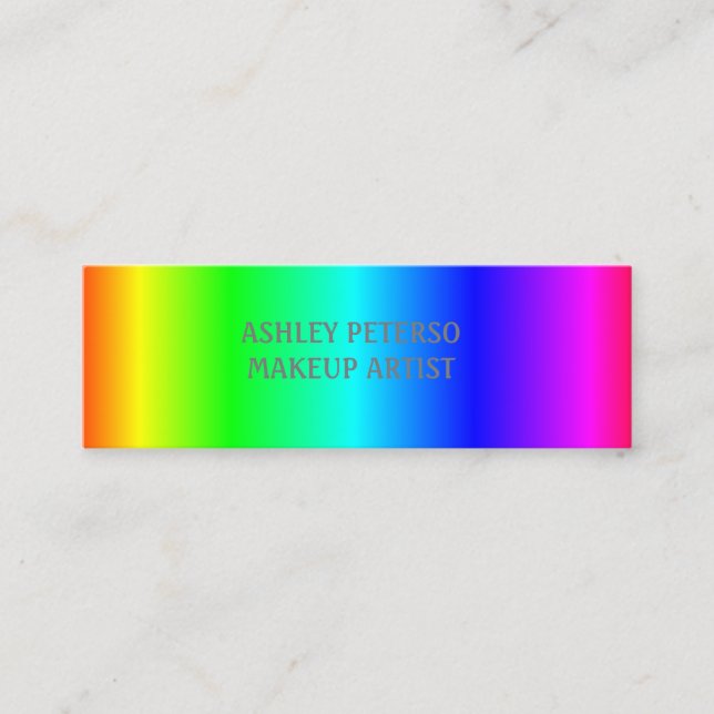 Fluorescent elegant rainbow colours mini business  card (Front)