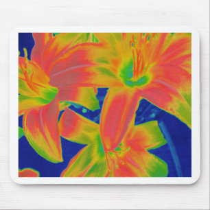 fluorescent flowers mouse pad