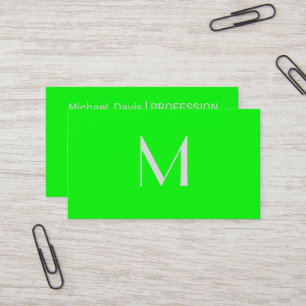 fluorescent green - add monogram business card