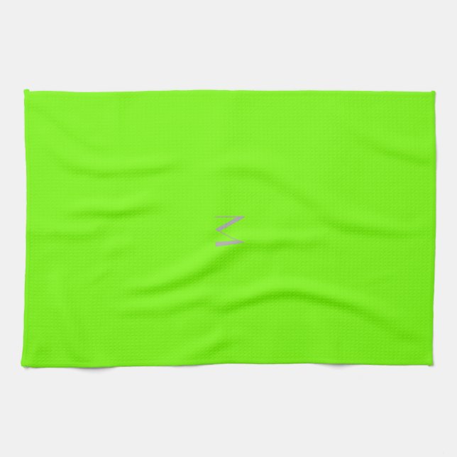fluorescent green - add monogram tea towel (Horizontal)