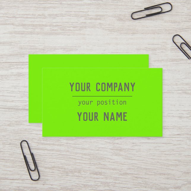 fluorescent green- bold lettering business card (Front/Back In Situ)