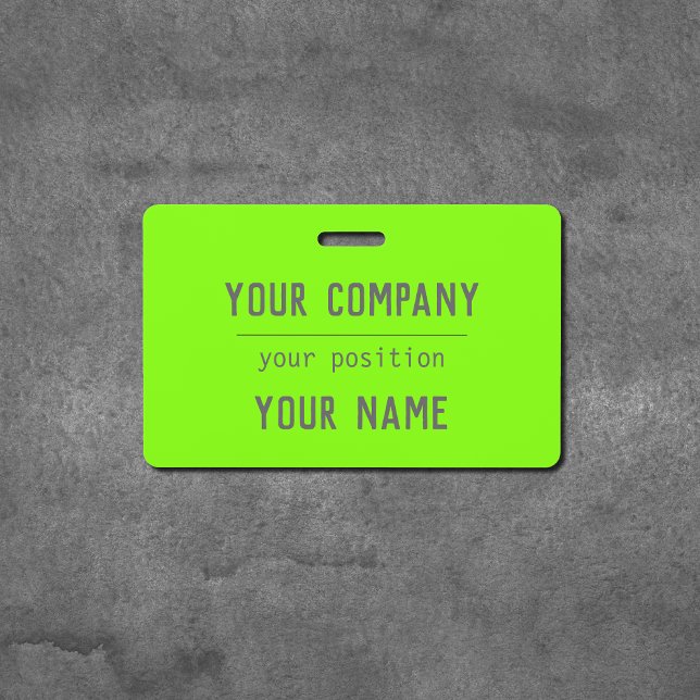 fluorescent green- bold lettering ID badge (Creator Uploaded)