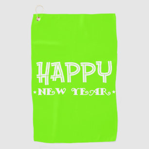 fluorescent green - Happy New Year Golf Towel