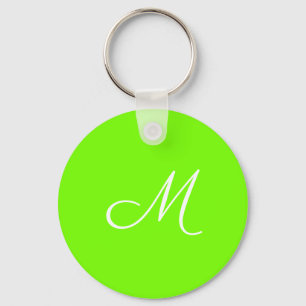 fluorescent green  -  monogrammed key ring