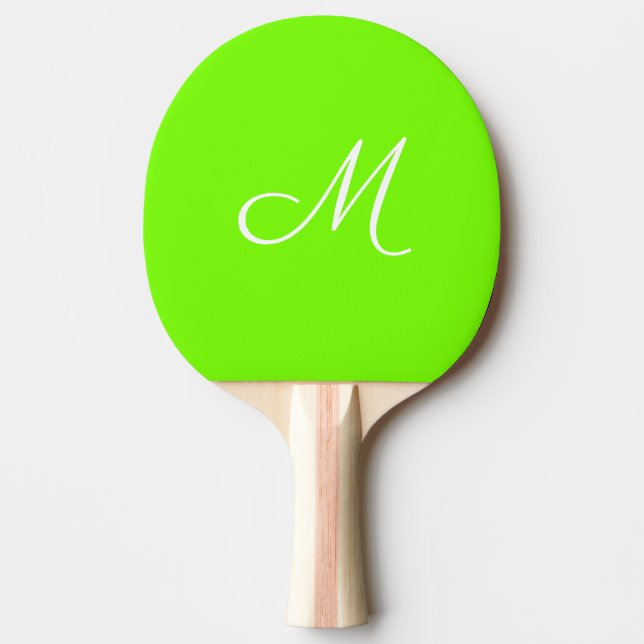 fluorescent green  -  monogrammed  ping pong paddle (Front)
