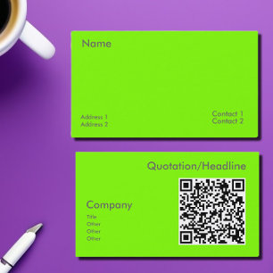 fluorescent green -QR code  Business Card