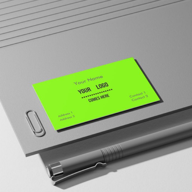 fluorescent green - solid colour - add logo business card (Creator Uploaded)