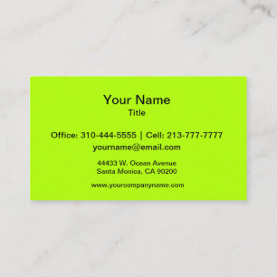 Fluorescent Green Solid Colour Business Card