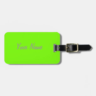 fluorescent green solid colour luggage tag