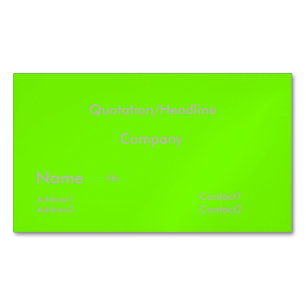 fluorescent green - solid colour magnetic business card