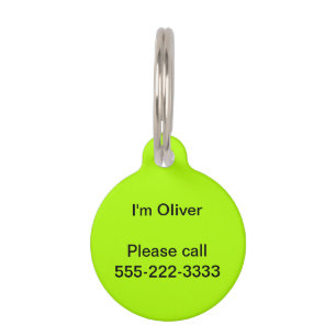 Fluorescent Green Solid Colour Pet Tag