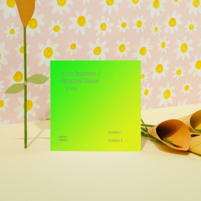 fluorescent green-yellow gradient square business card (Creator Uploaded)