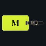 Fluorescent Light Yellow Green Monograms Name Gift Luggage Tag<br><div class="desc">Monogrammed initial and also personal details like name,  address,  phone number and email all of which you can edit. Designed with attractive solid neon green colour background,  you can change the colour if you wish. Cool travel gift idea for him or her.</div>