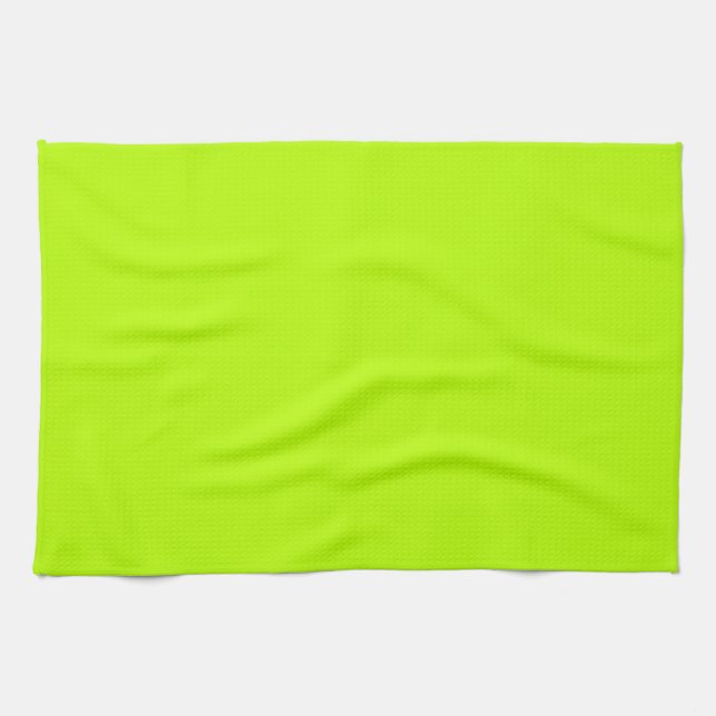 Fluorescent Lime Green Neon Yellow Personalised Tea Towel (Horizontal)