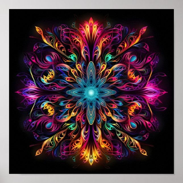 fluorescent multicolor tribal network print (Front)