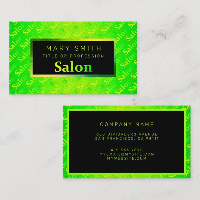 Fluorescent Neon Elegant Business Card (Front/Back)