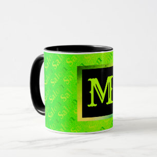 Fluorescent Neon Elegant Monogrammed Mug