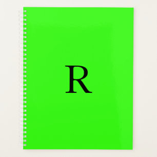 Fluorescent Neon Green Name Monograms Gift Favour Planner