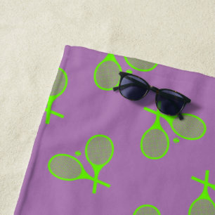 Fluorescent Neon Green Tennis Rackets Summer  Beach Towel