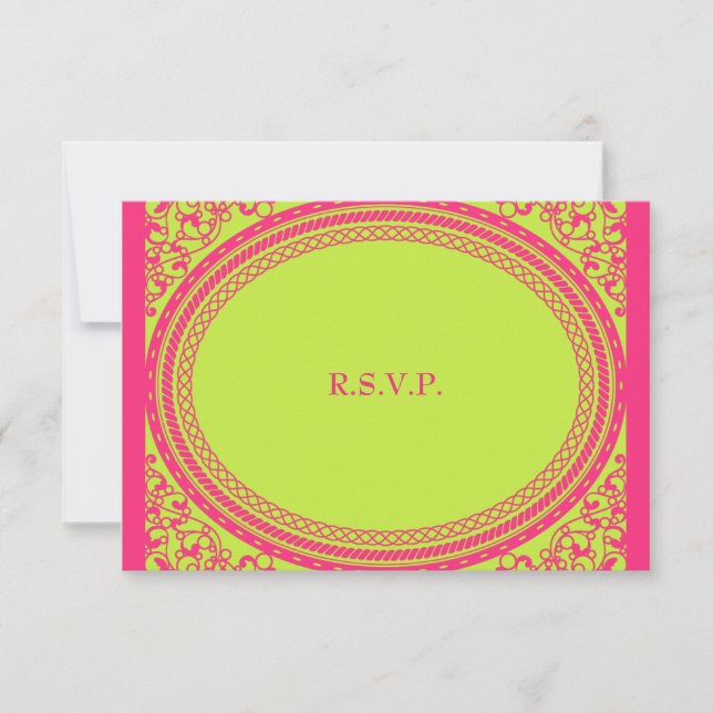 Fluorescent / Neon Wedding Reception RSVP (Front)