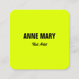 Fluorescent Neon Yellow Black Nail Artist Makeup Square Business Card