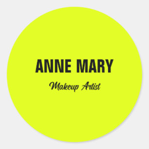Fluorescent Neon Yellow Bright Colourful Custom Classic Round Sticker