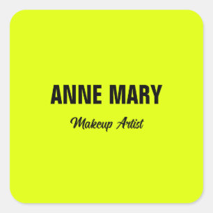 Fluorescent Neon Yellow Bright Colourful Custom  Square Sticker