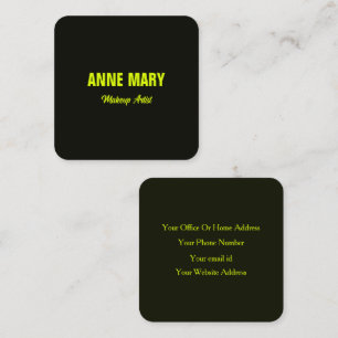 Fluorescent Neon Yellow Green Black Colourful Cool Square Business Card