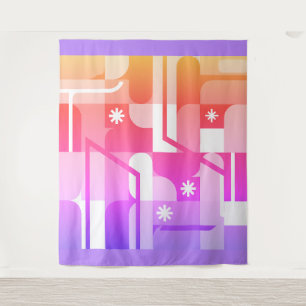 Fluorescent Pastel Geometric Pattern Tapestry