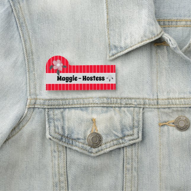 Fluorescent Red Easy Read Name Tag (In Situ)