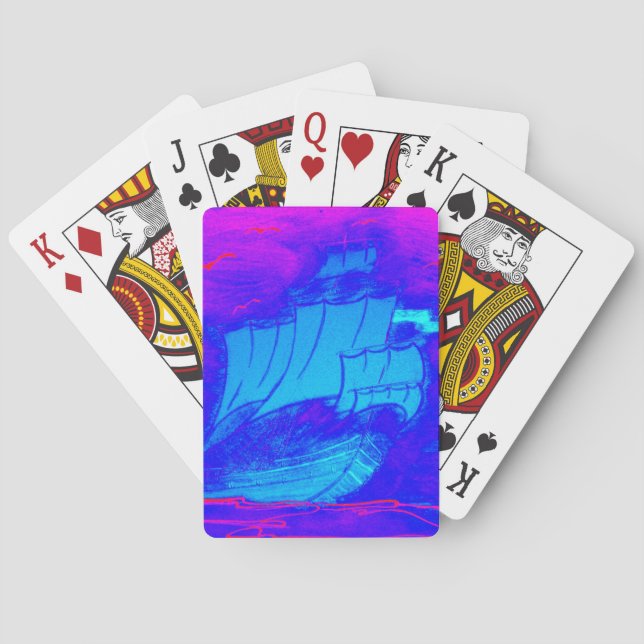 fluorescent sailboat 1 playing cards (Back)
