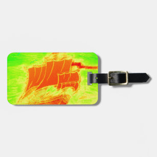 fluorescent sailboat luggage tag