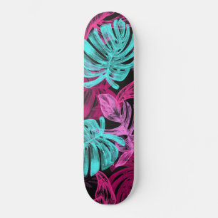 Fluorescent tropical palm  skateboard
